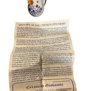 Vintage Italian Ceramic Chicken Pitcher by Giovanni Vietri From Italy